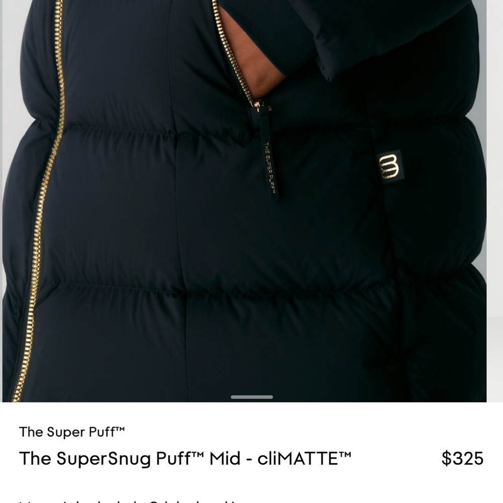 Women's Black Long Puffer Coat with Hood - Picture 6 of 8